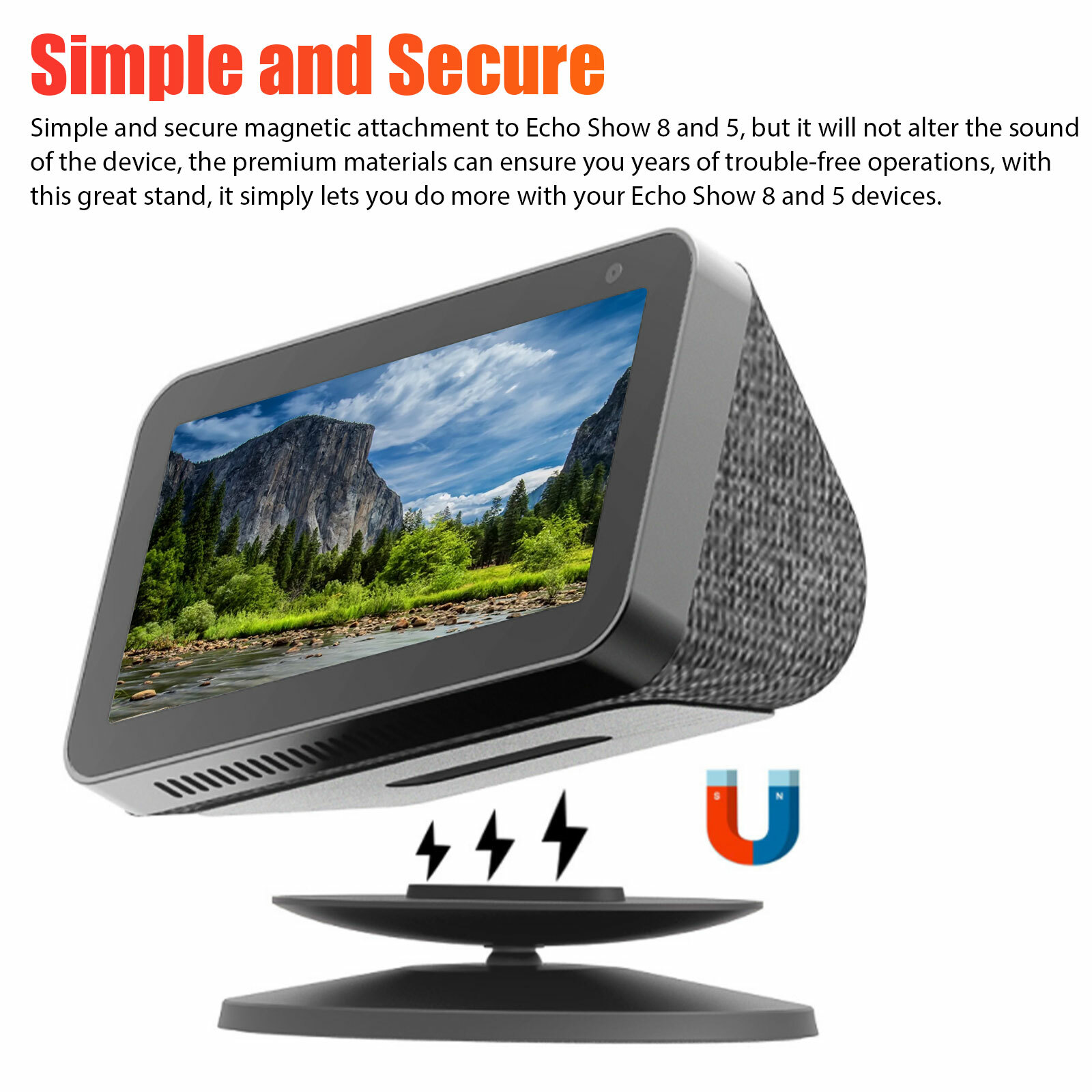 360° Magnetic Holder for Amazon Speaker Echo Show 5/8 Adjustable Tilting Stand