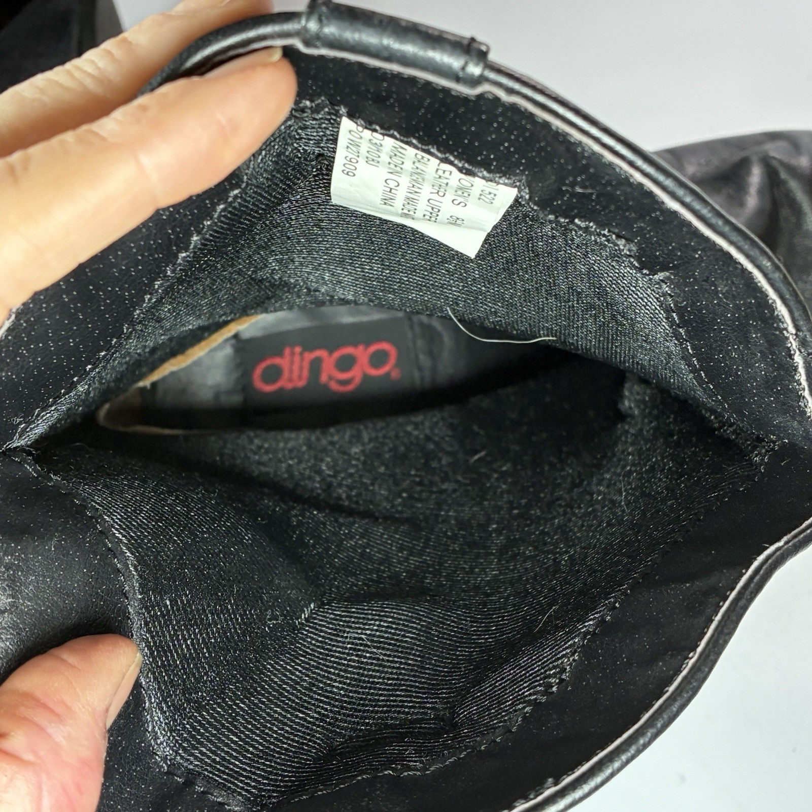 Dingo Wmn 8.5 Olivia DI 522 Pigskin Leather Boot Silver Tone Concho Strap Black