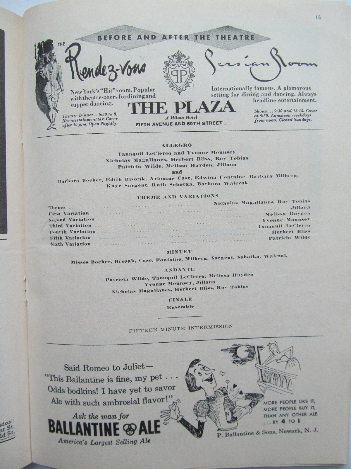New York City Ballet Program - 1953 - Tallchief, Le Clercq, Balanchine, Robbins