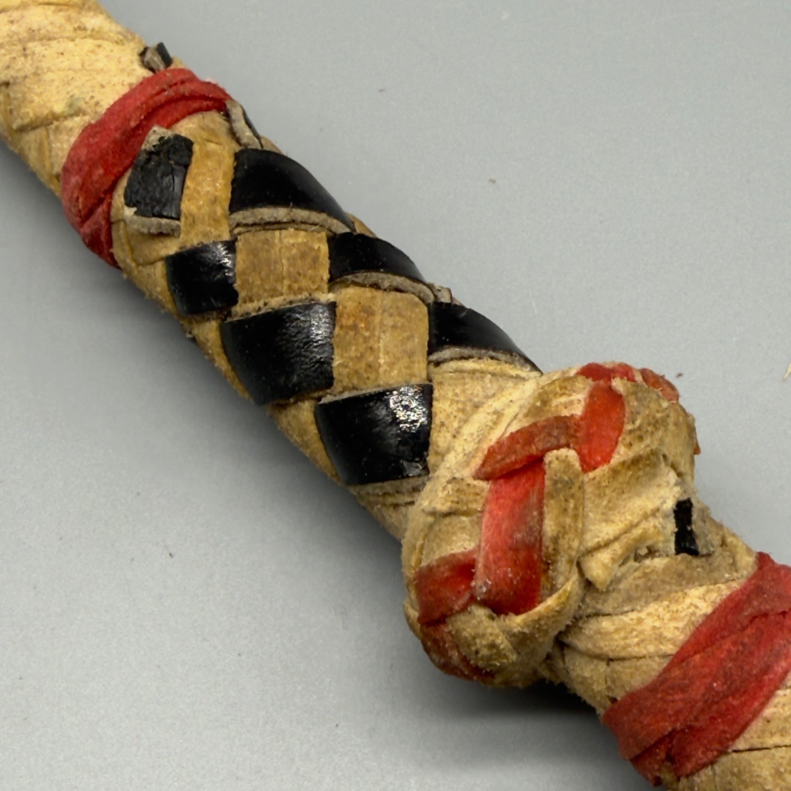 Vintage Western Leather Braided Horse Quirt Whip Cowboy Tack Rodeo Decor