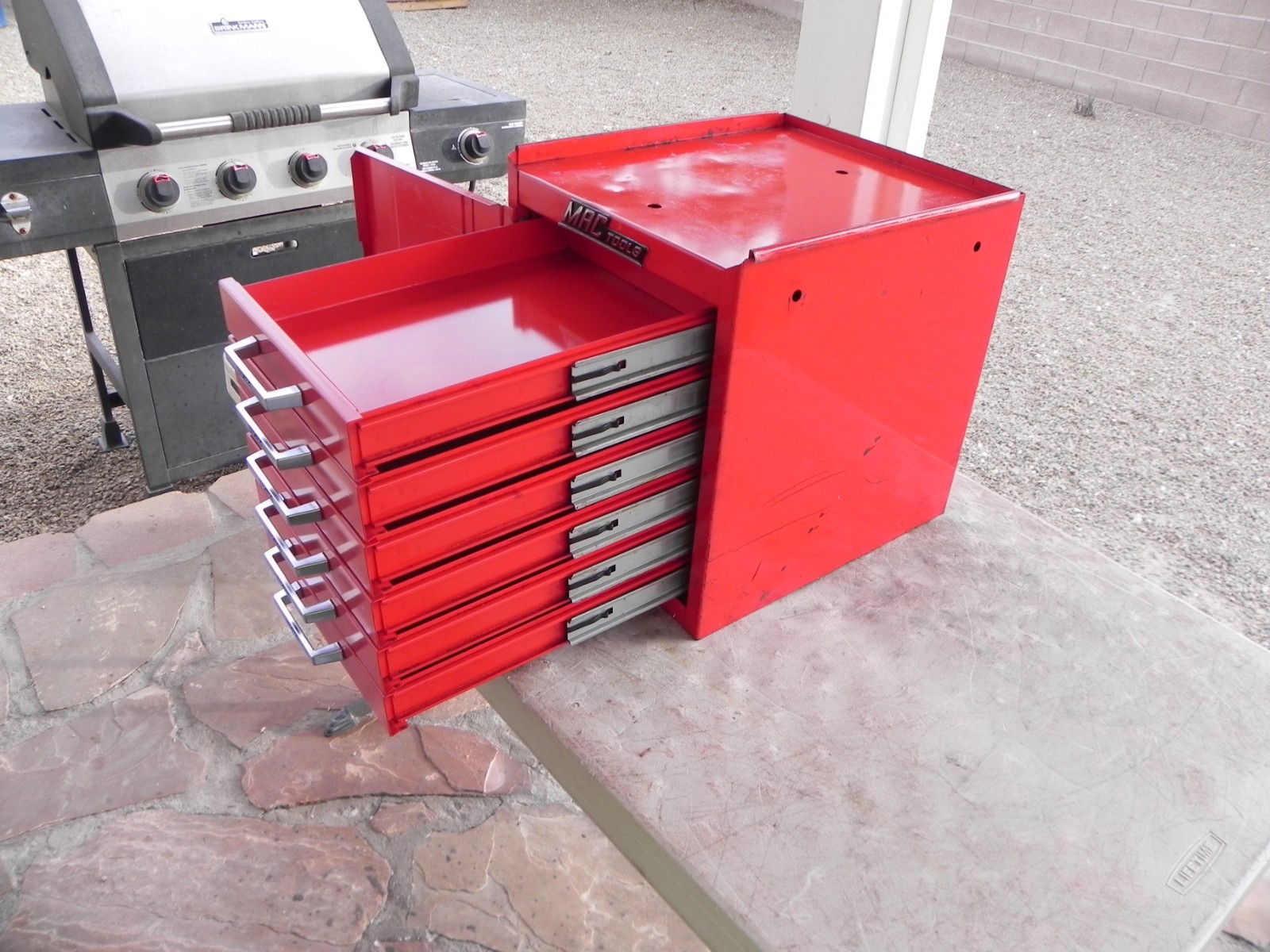 Vintage Mac Tools MB302 H3 6 Drawer Mini Side Cabinet Red USA 2 Keys (NICE)