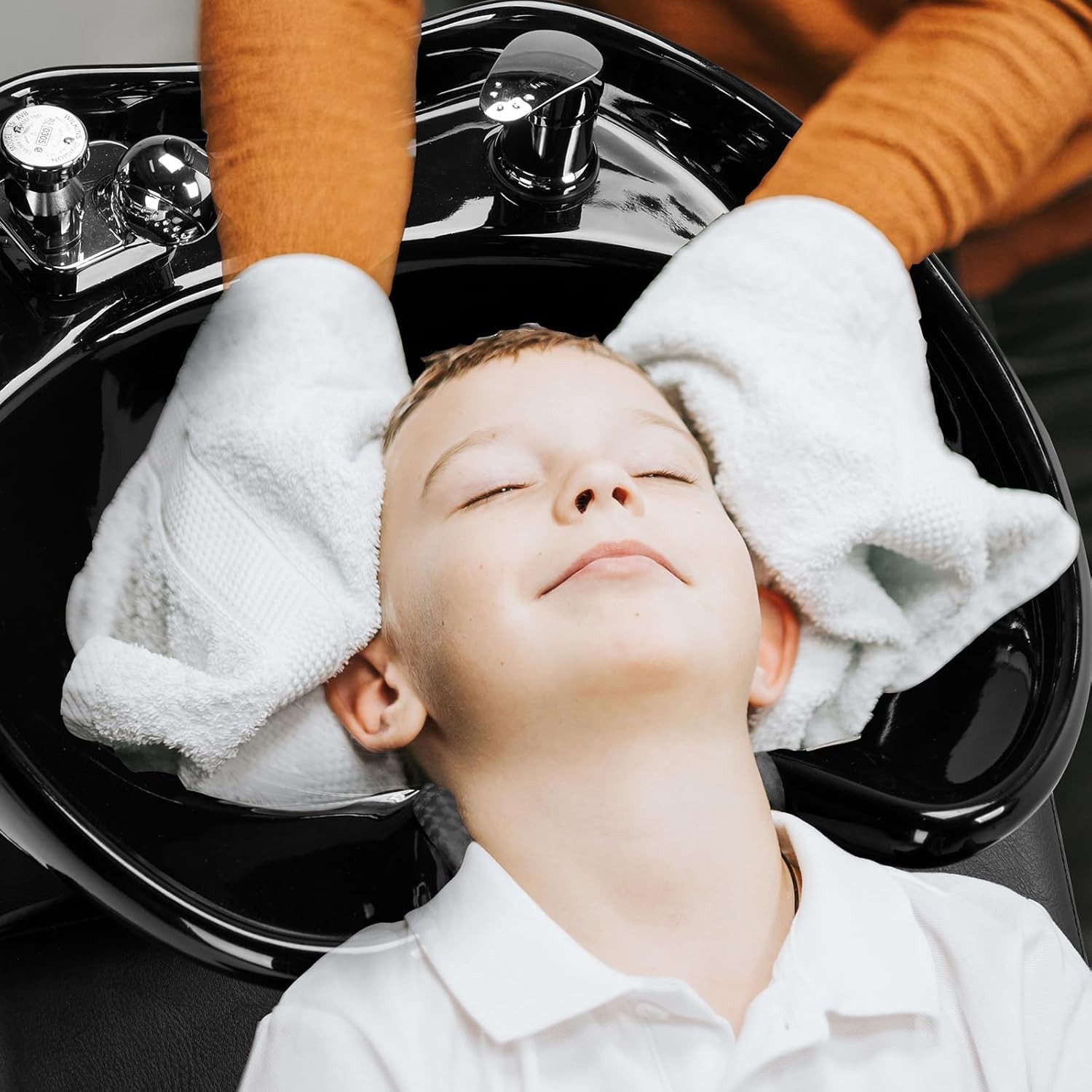 New Adjustable Height Shampoo Bowl & Chair, Ceramic Salon Backwash Station Black