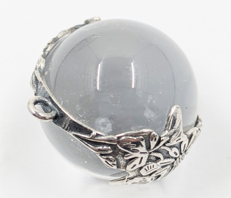 One 16mm Antique Vintage Crystal Pools of Light Sterling Bead Pendant C6-30