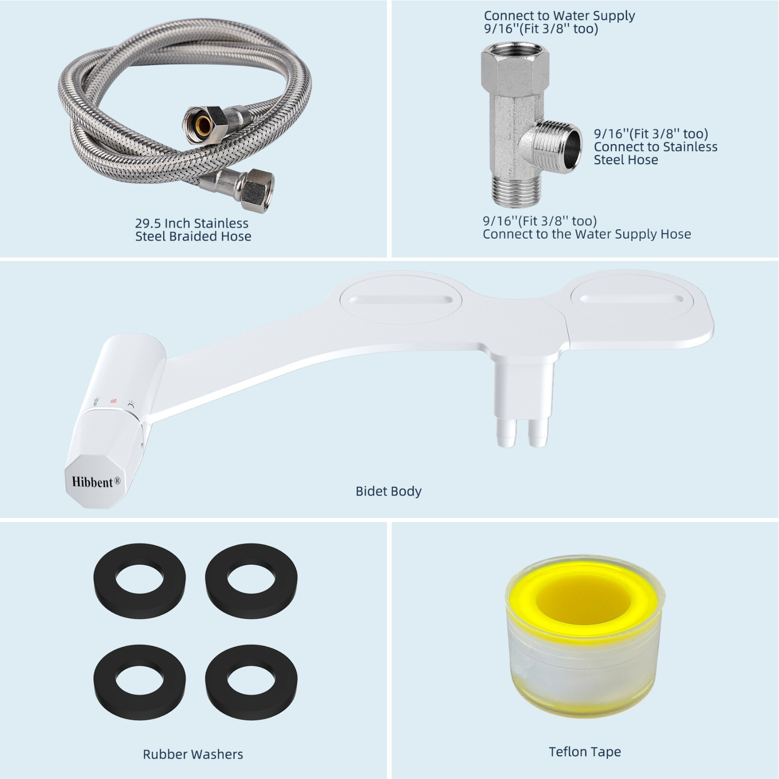 Bidet Fresh Water Spray Kit Non Electric Toilet Seat Attachment with Dual Nozzle