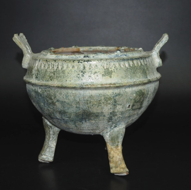 Chinese Han Dynasty Style Green Glazed Tripod Incense Burner Mingqi 17.6cm