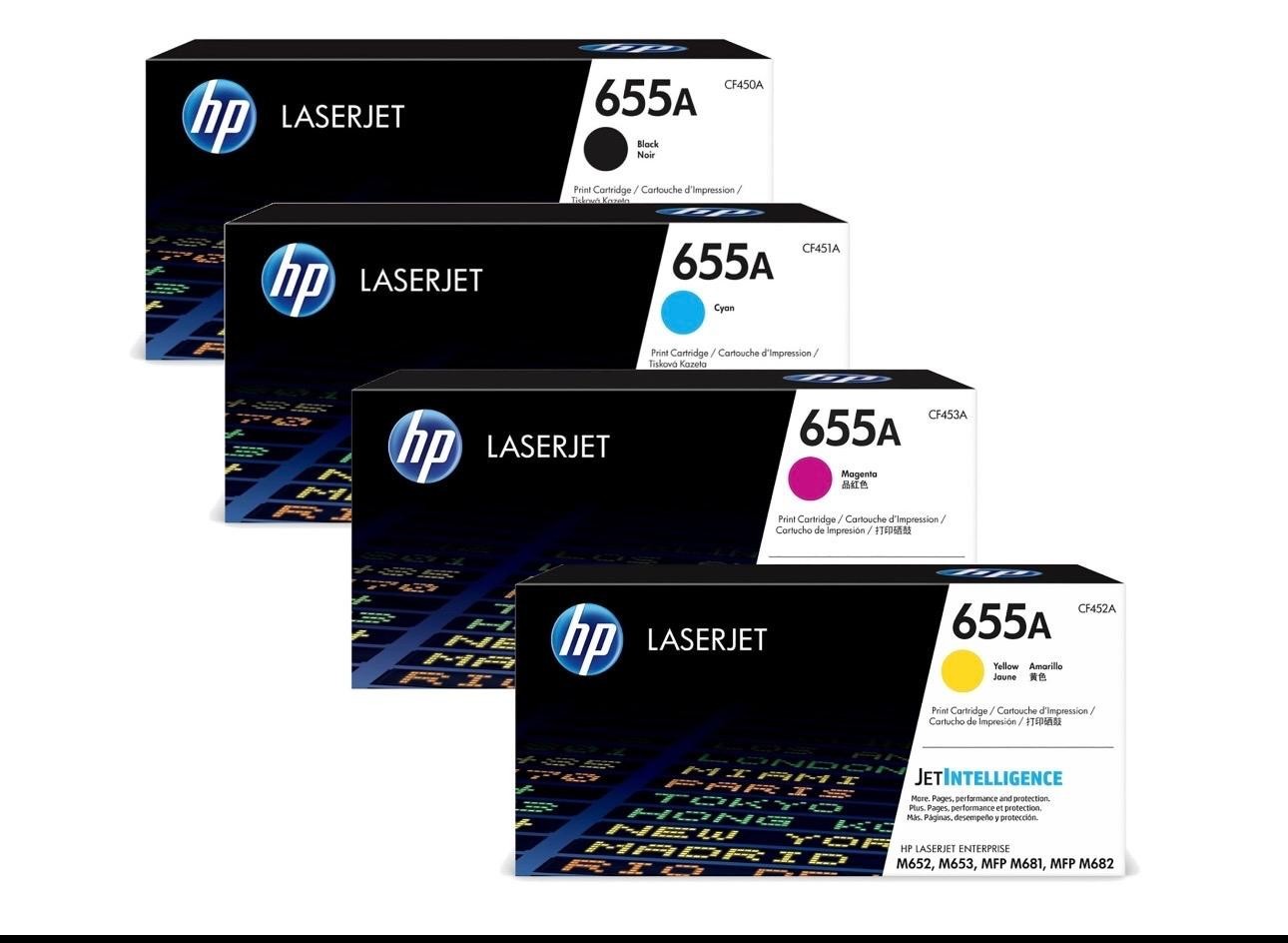 HP 655A Original Toner Cartridge Set (Black, Cyan, Magenta, Yellow)  (CF450A - C