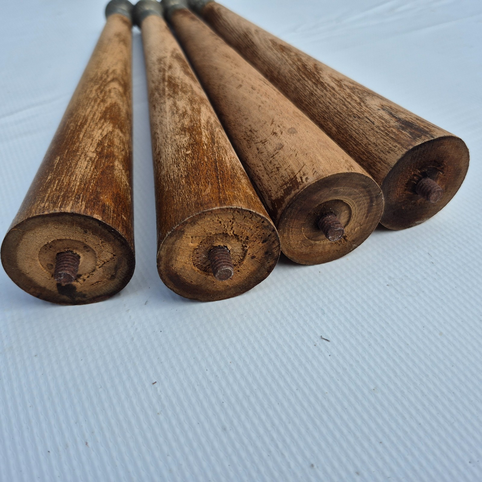 4 Mid Century Modern 12 1/2 Inch Table Legs Tapered, Wood Turned 1950s - 60s