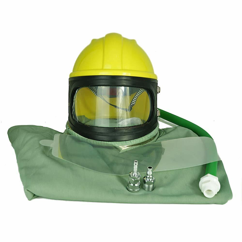Air Fed Safety Sandblast Helmet Protector Sandblasting Shield 5 PVC Outside Lens