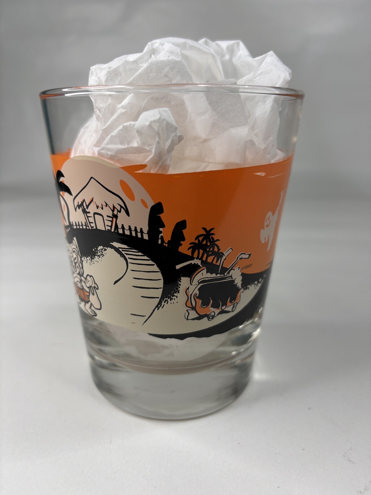 Halloween Mai Tai Glass Art by Dr Bill Tiki Bob Ghost Fez Monkey Pumpkin Ohio