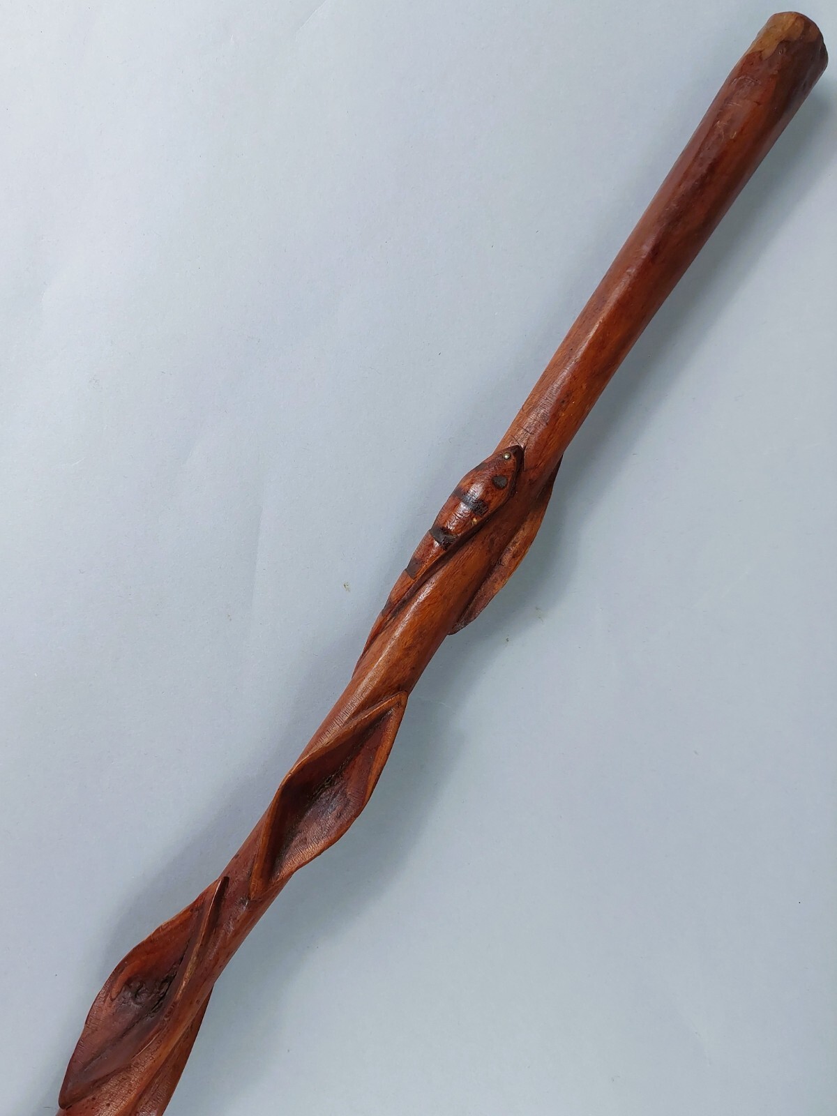 Antique Diamond Willow with Snakes & Brass Tip Walking Stick Cane Native America