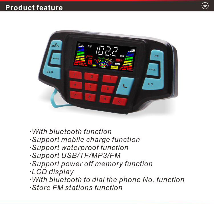 UTV ATV Bluetooth Amplifier Sound System Hand-free Speakers FM USB Audio System