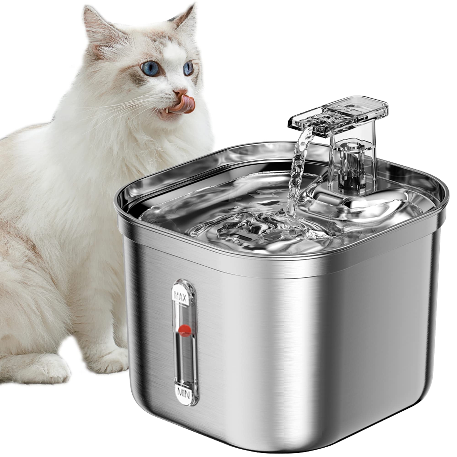 Stainless Steel Cat Water Fountain Pet Drinking Fountain Dispenser for Cats NEW