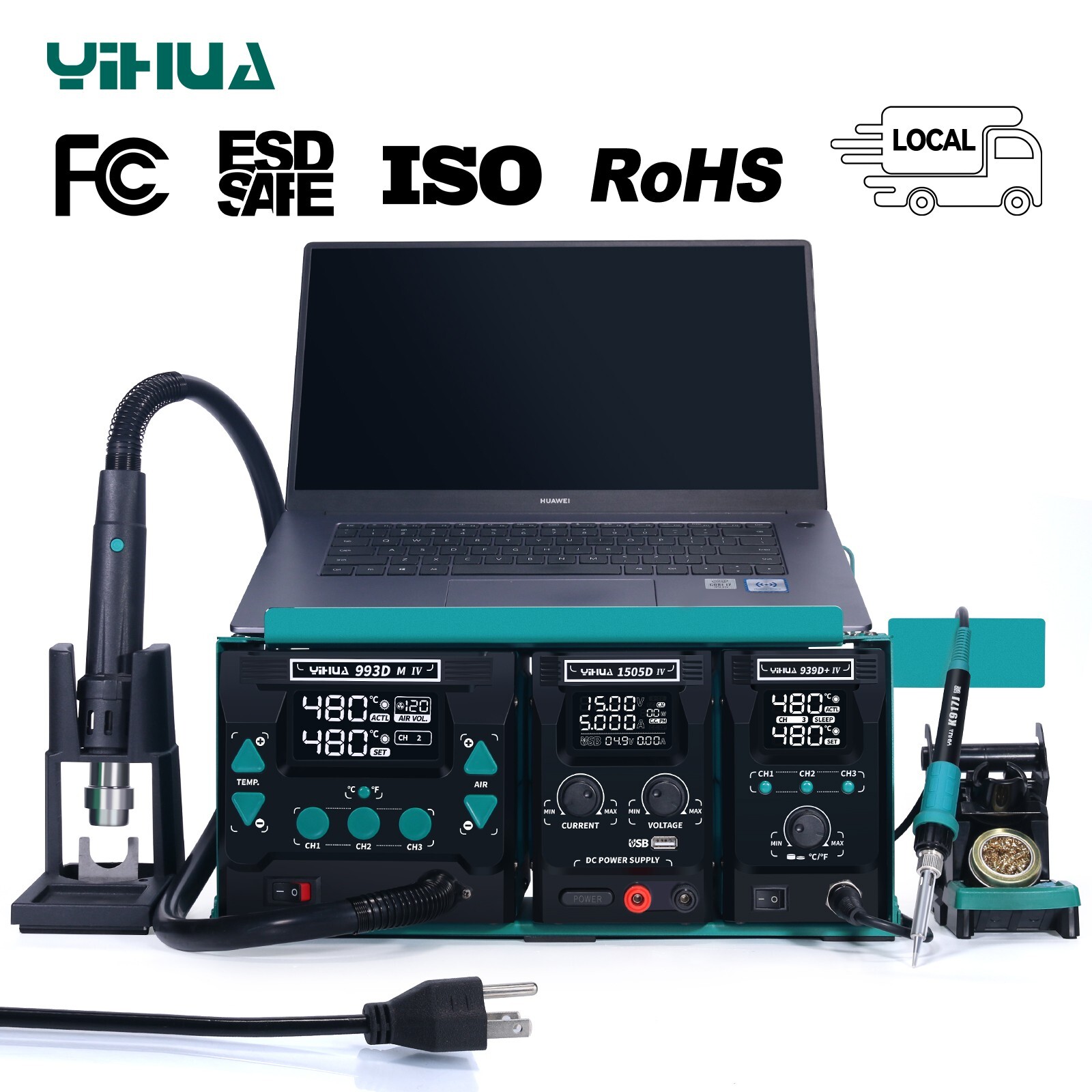 YIHUA 813 DC Power Supply Hot Air Gun Soldering Station 4 In 1 Phone Repair Tool