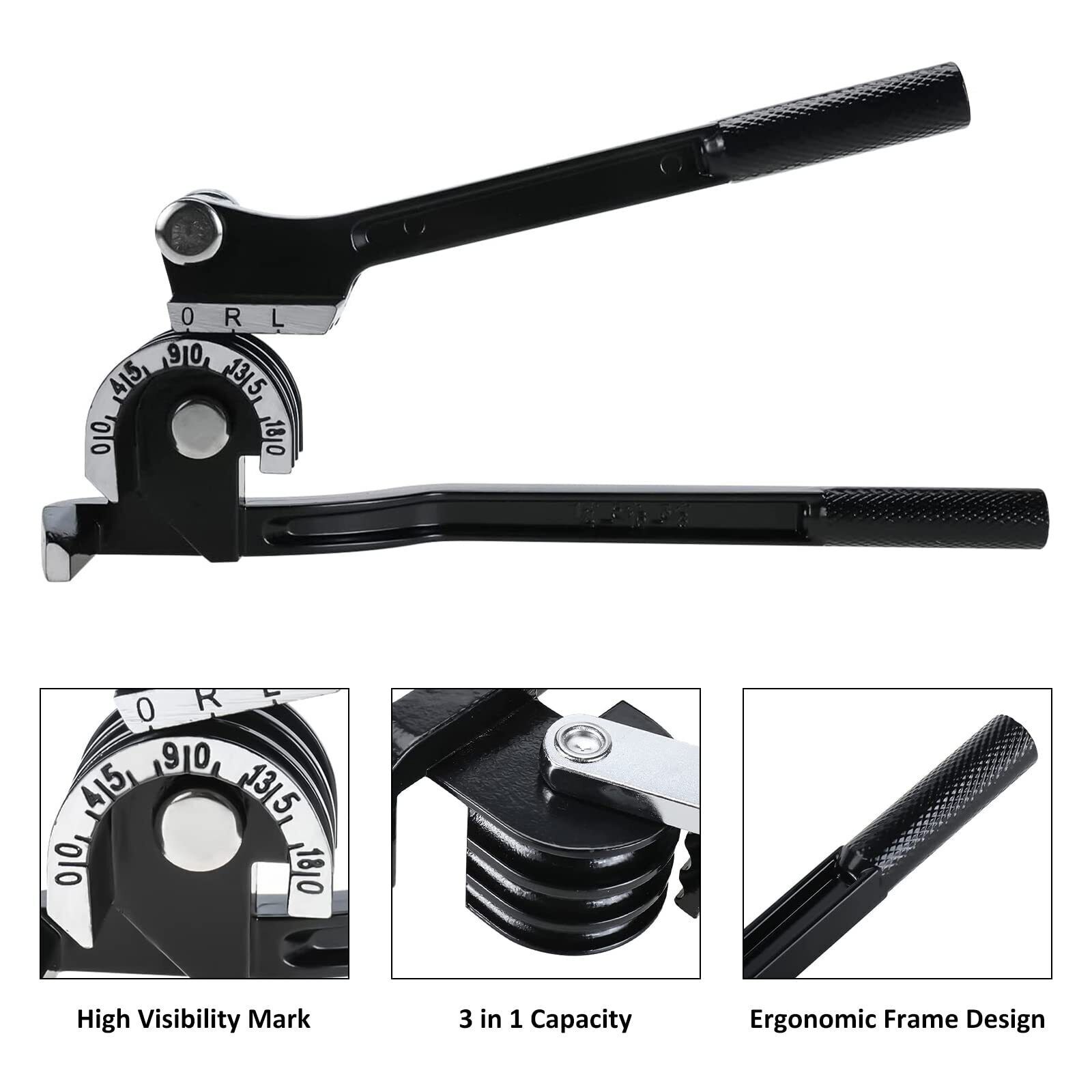 3-IN-1 Tubing Tube Bender Fuel Brake Line 1/4" 5/16" 3/8" Aluminum Copper Steel