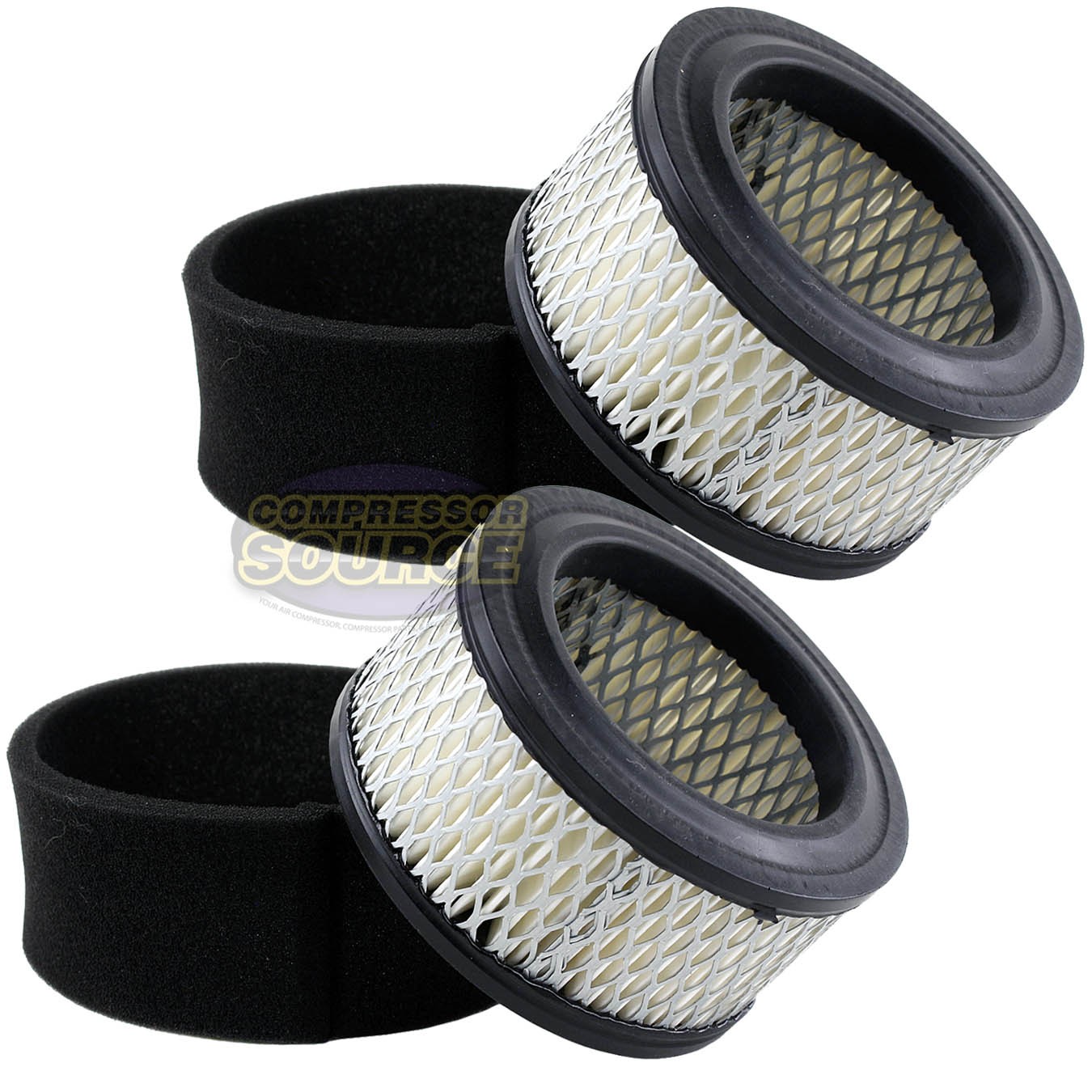 2 Pack Air Compressor Air Intake Filter Elements with Pre-Filters