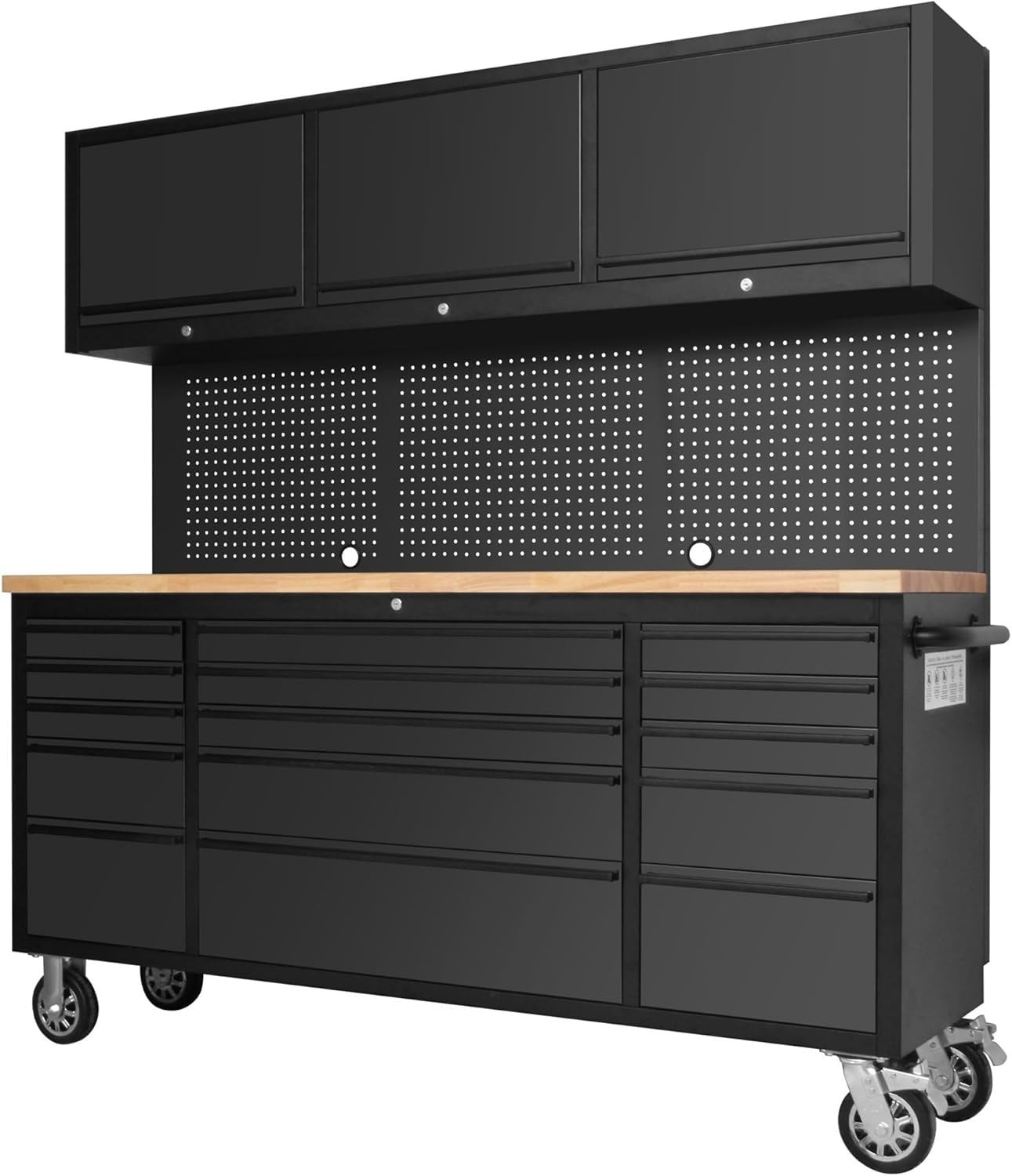 72-inch Heavy Duty Tool Chest Cabinet with 15 Drawers and 3 Upper Cabinets
