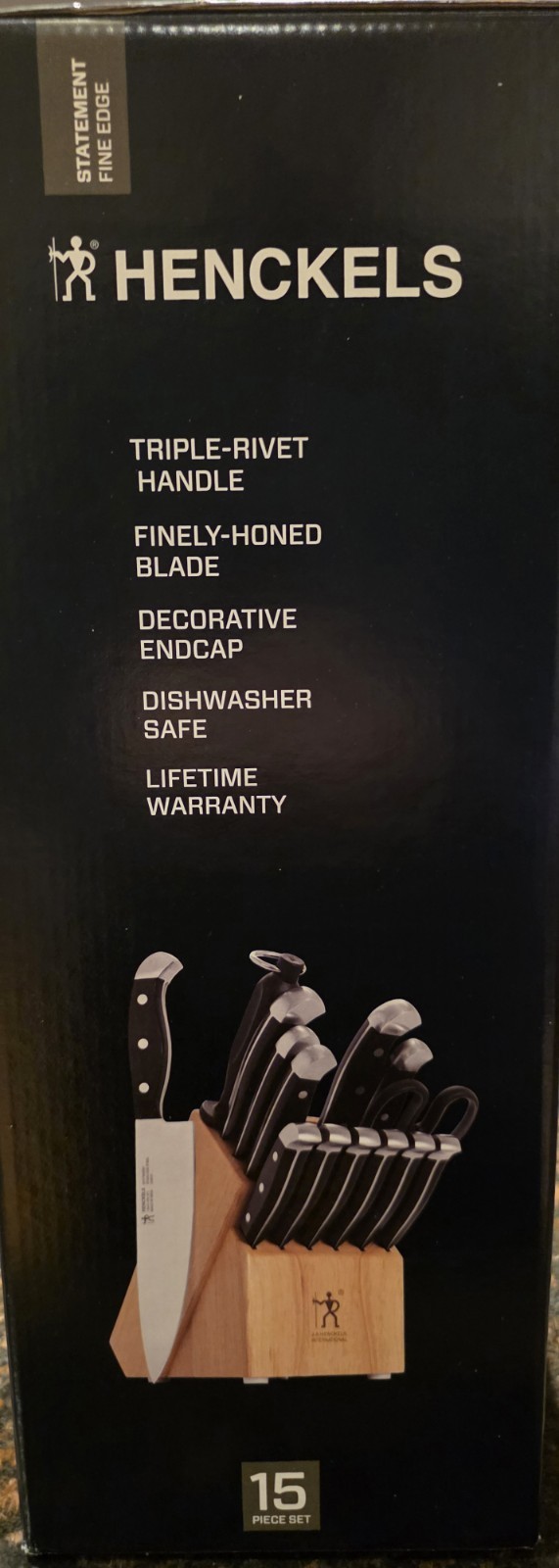 HENCKELS Premium Quality Statement Fine Edge 15-Piece Knife Set with Block