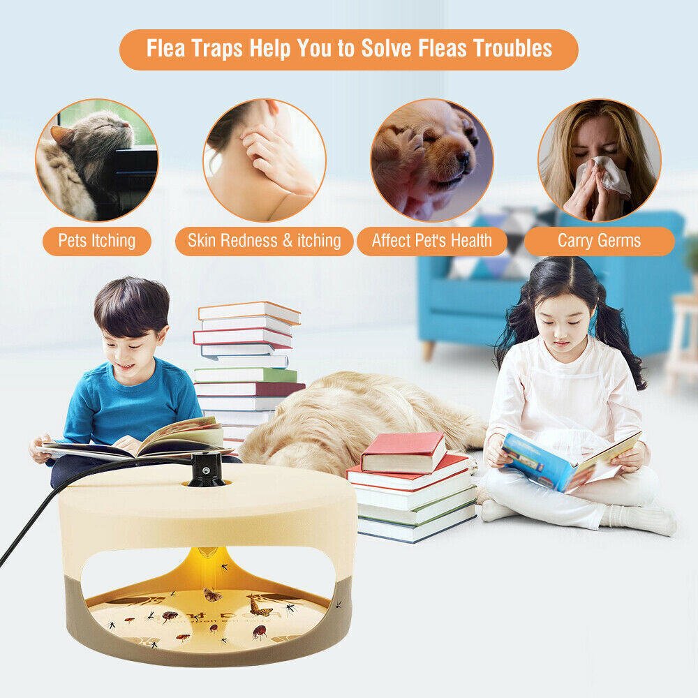 4Pcs Flea Traps for Inside Your Home with 8 Sticky Disc 8 Bulbs Flea Killer