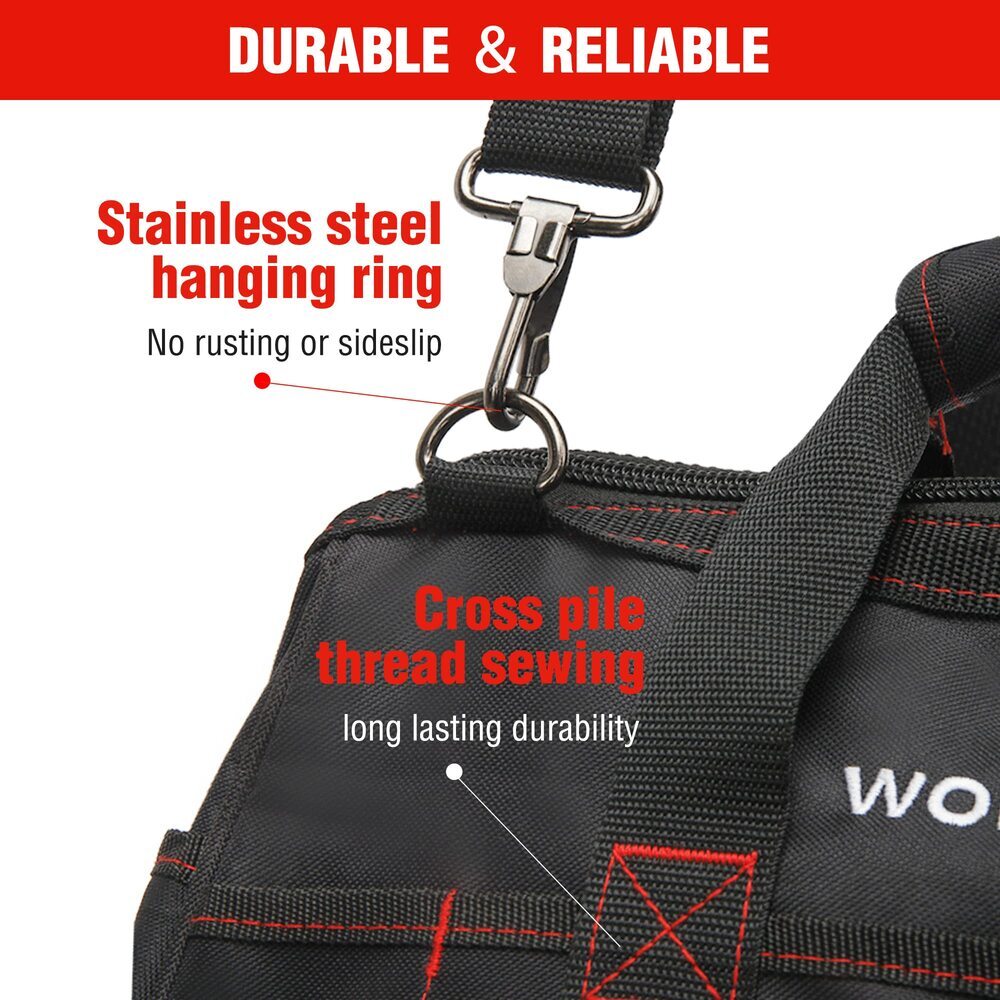 WORKPRO 16" Zipper Wide Mouth Tool Storage Bag Case Large Capacity w/21 Pockets