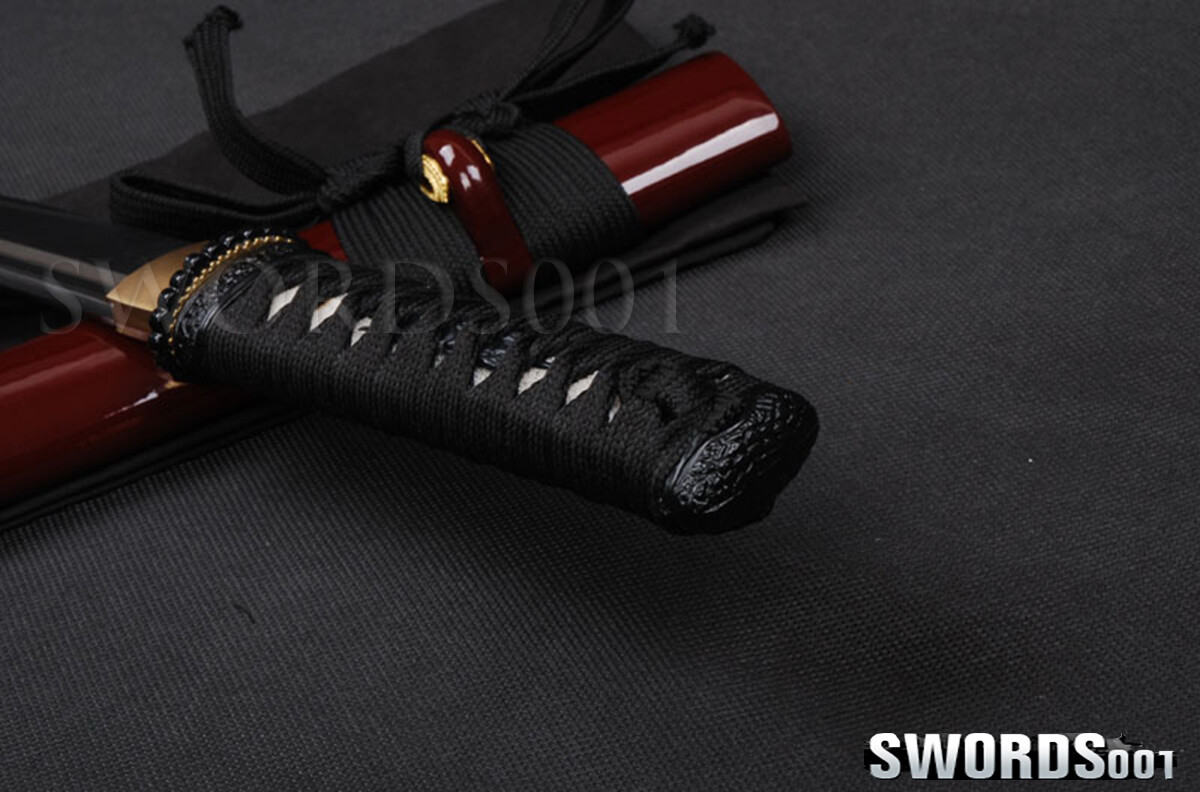 Self-defense Samurai Tanto Knife Carbon Steel Japanese Sword Dark Red Scabbard