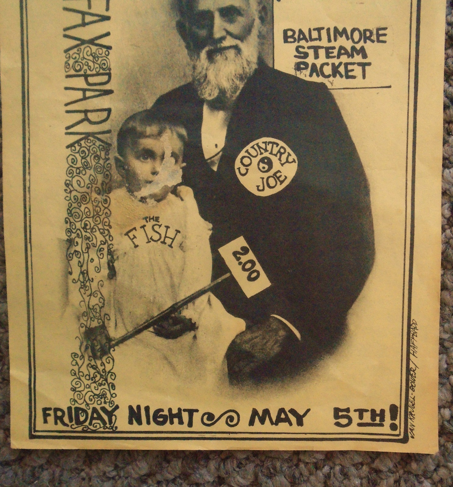 RARE_ORIGINAL CONCERT HANDBILL-AOR 2.304_J N BOWER-R VANKRUGEL-HAFFBAD-CJ & FISH