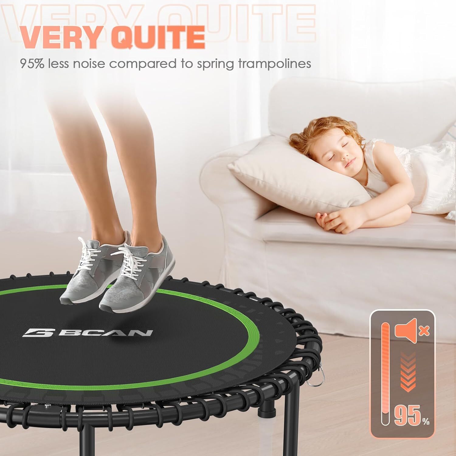 550LBS Foldable Mini Trampoline,48" Fitness Trampoline with Durable Bungees
