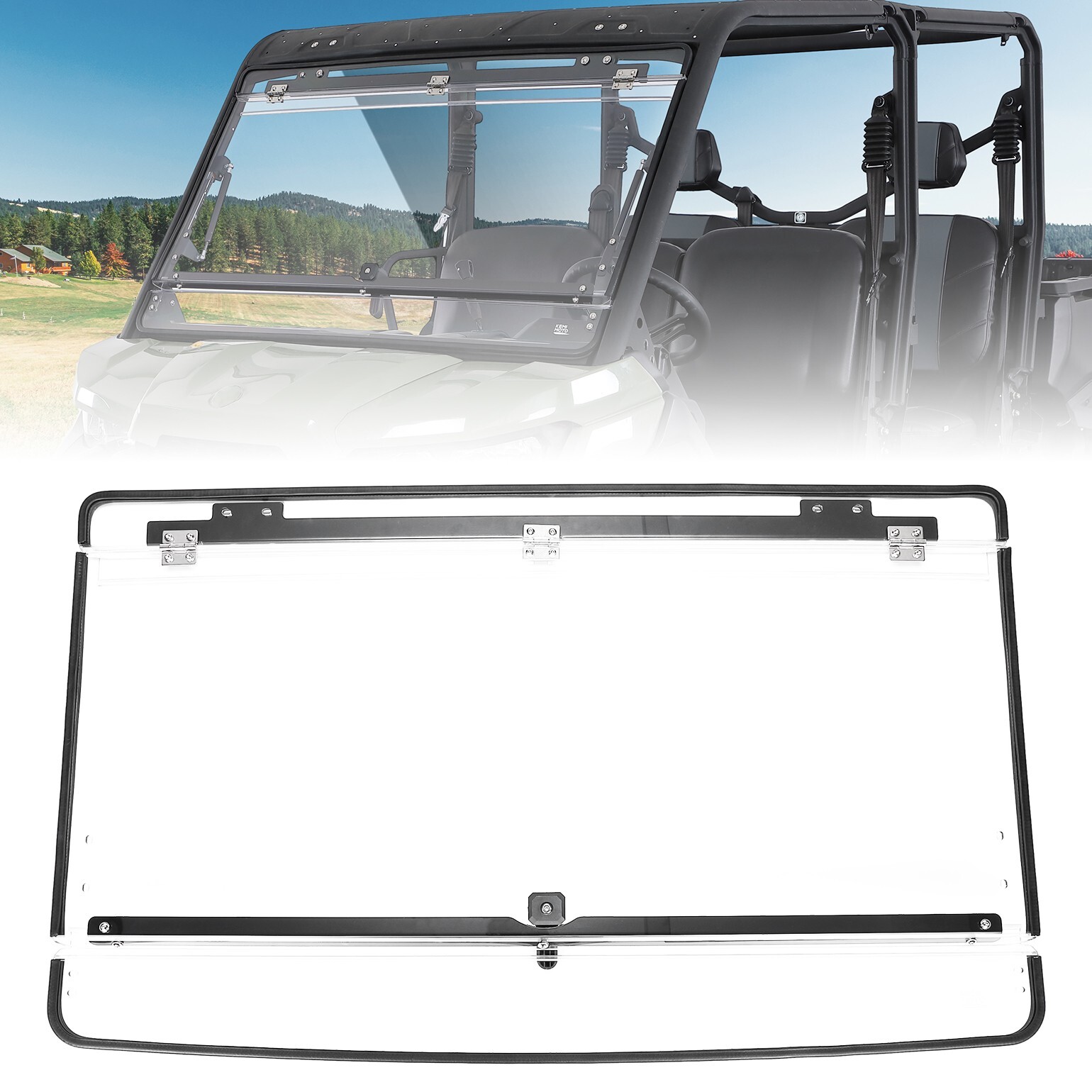 KEMIMOTO Front Flip Windshield for Can Am Defender HD 5/ 8/ 10/ MAX 2016-2023