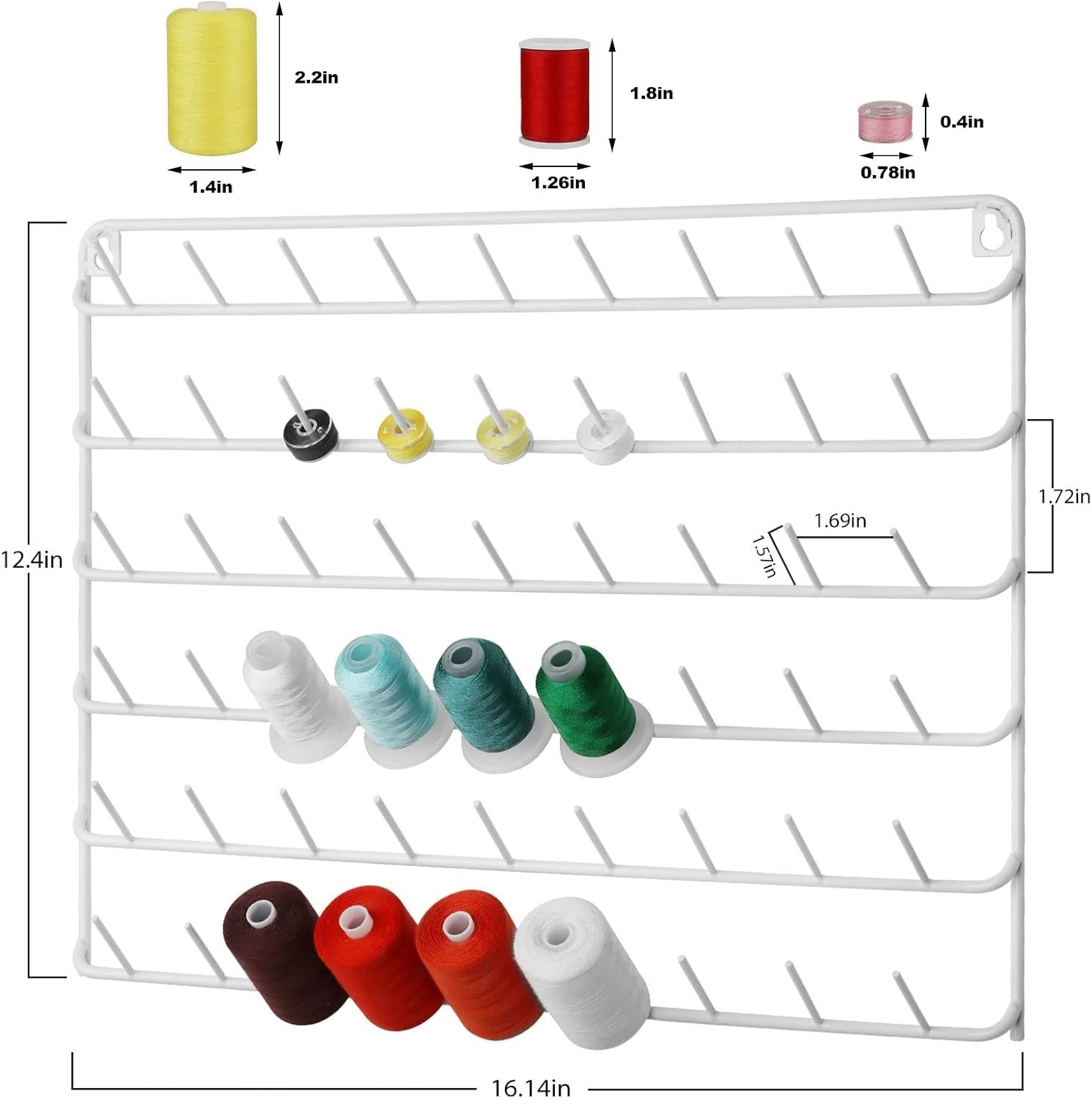 Thread Holder Organizer Wall 54-Spool Sewing Thread Rack 4 Pack Embroidery