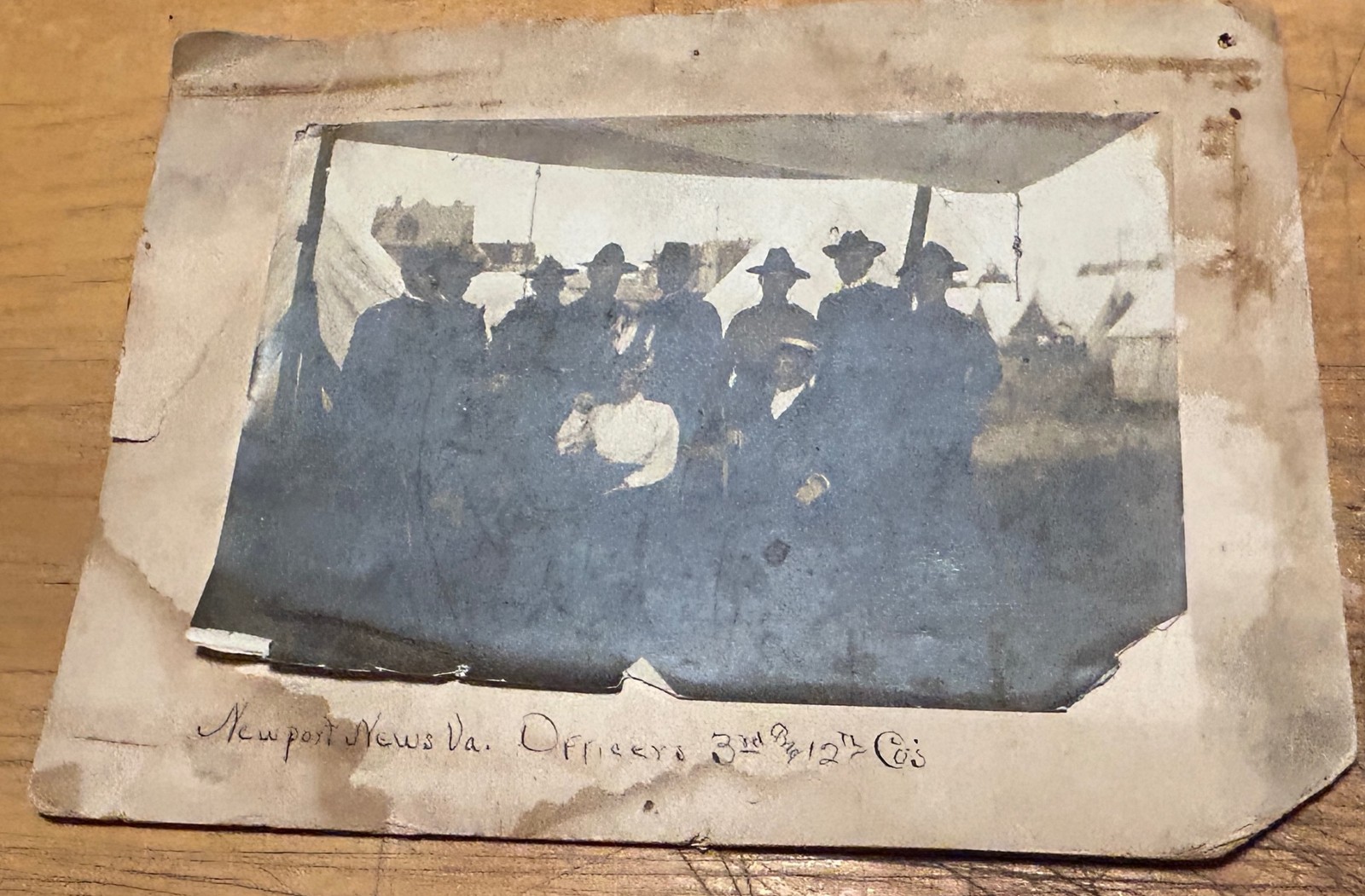 1800'S PHOTO NEWPORT NEWS VA OFFICERS 3RD & 12TH CO. US ARMY AS IS