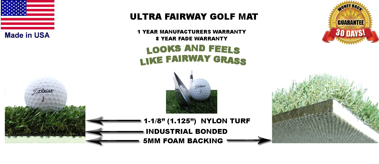 3 Ft x 5 Ft Golf Chipping Driving Commercial Fairway Practice Mat 5mm Foam Pad