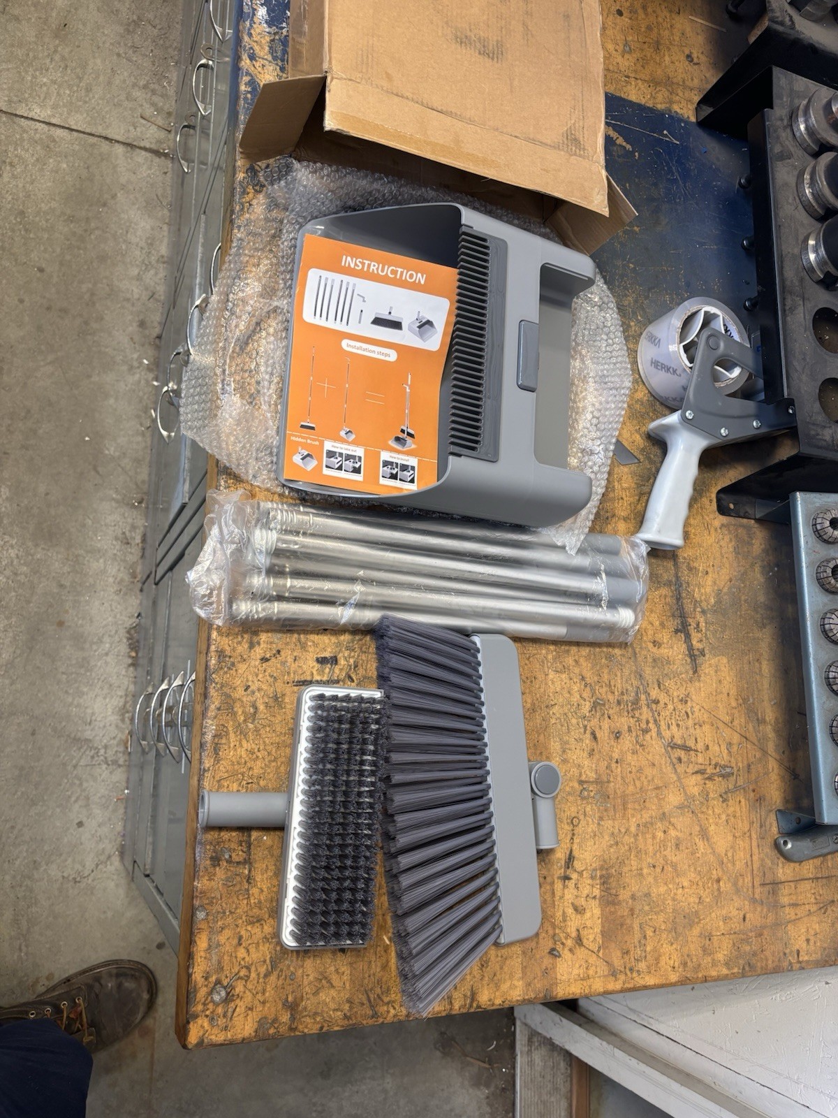 Long Handle Broom And Dustpan Set, 3 IN 1 Broom Dust Pan, Broom With Dustpan