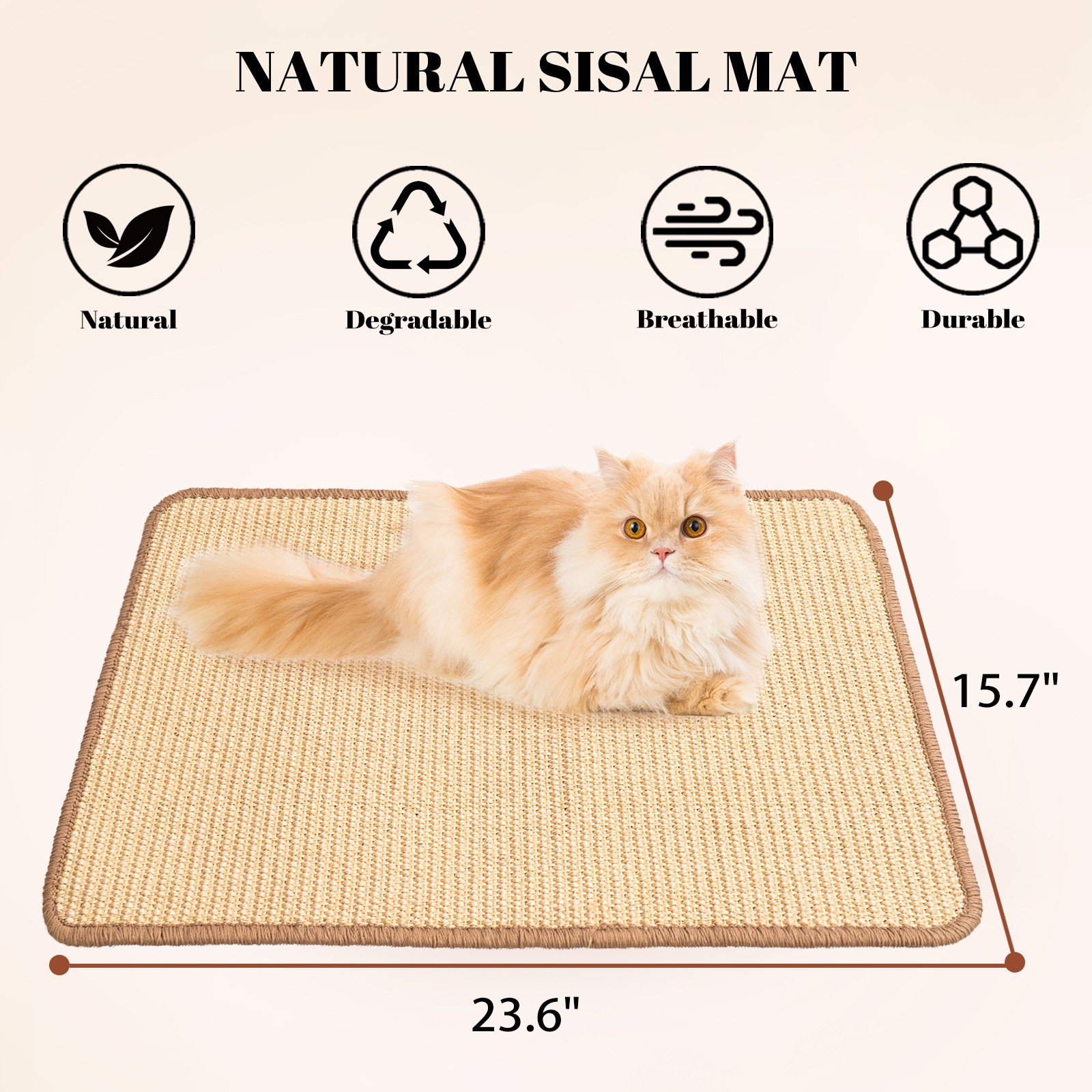 Cat Scratcher Mat, 23.6 X 15.7 Inch Sisal Cat Scratch Pad, Furniture Protection