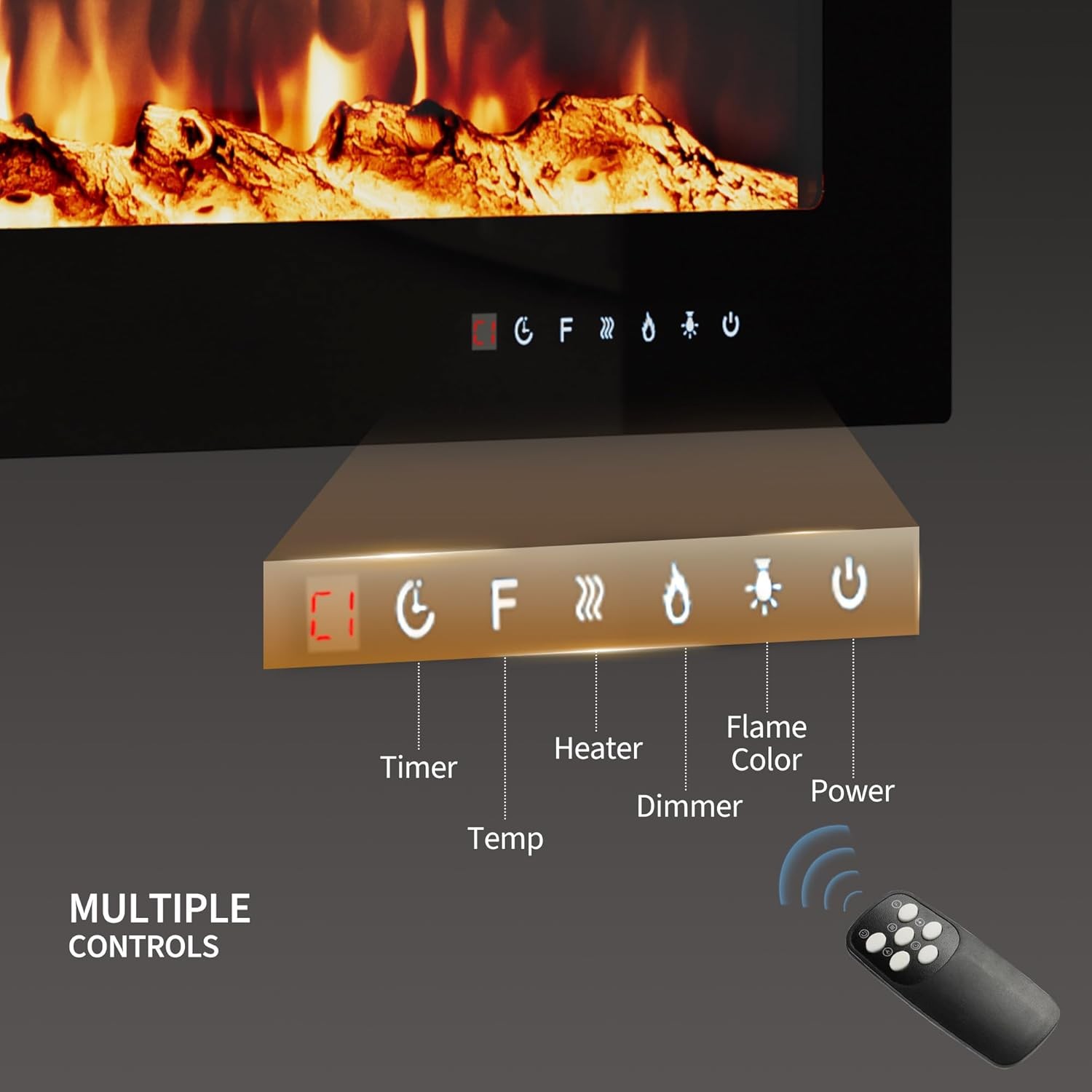 72 Inch Electric Fireplace in-Wall Recessed and Wall Mounted Heater 750W/1500W
