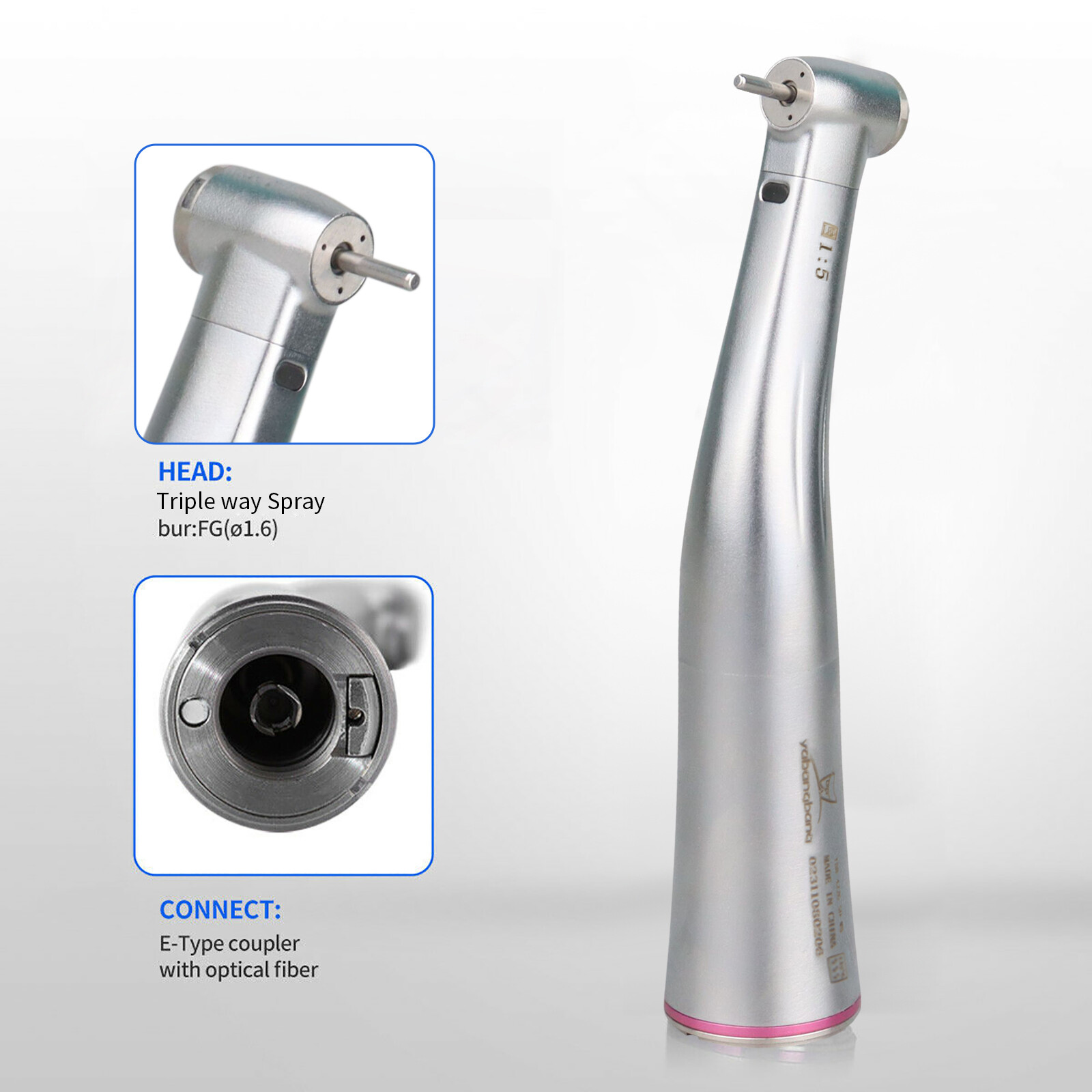 Dental 1:5 LED Fiber Optic Contra Angle Handpiece compatible NSK Ti-MAX X95L