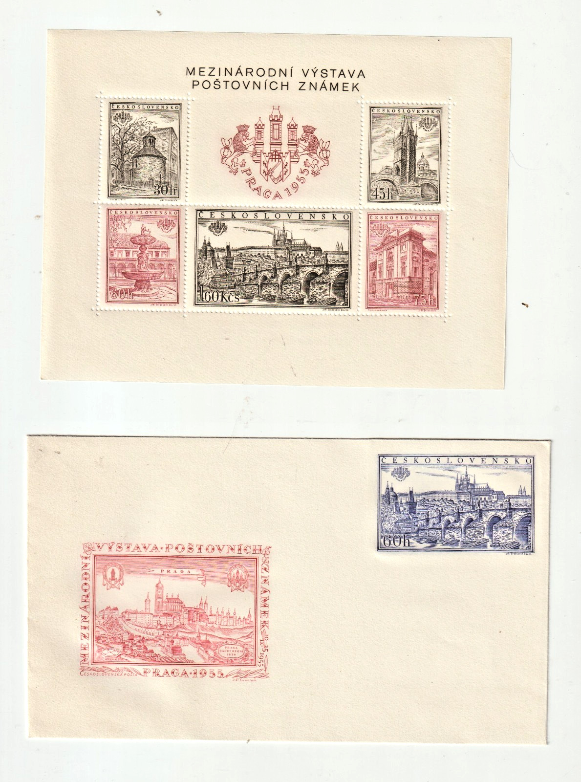 CZECHOSLOVAKIA 1955 PRAGUE PHILATELIC EXHIBITION + Special Cacheted Envelope MNH