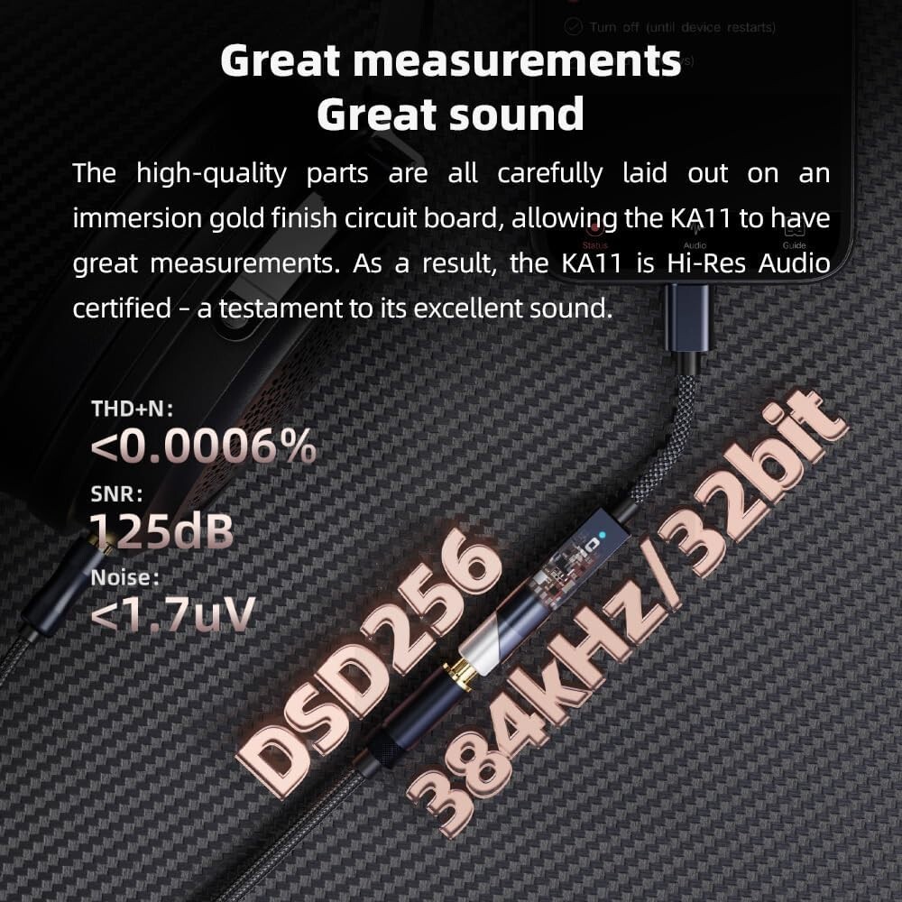 FiiO KA11 USB C to 3.5mm Audio Adapter 32bit/384KHz USBDAC Amp( Silver, Type-C )