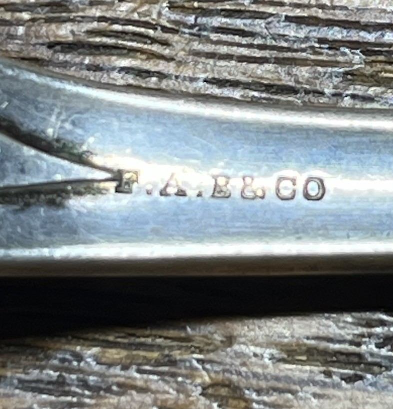 American Coin Silver Serving Tablespoon Realistic Fox Head F A B & Co Monogram