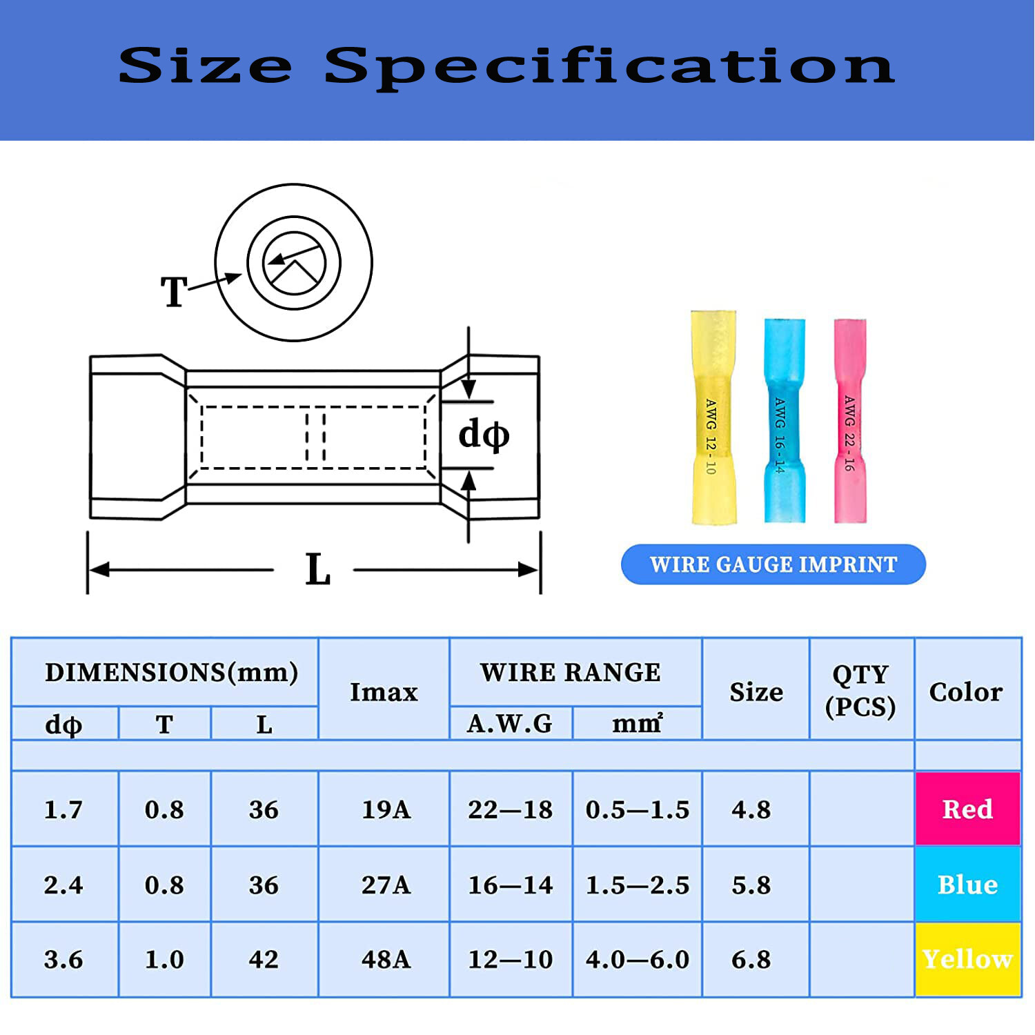 400/100x Waterproof Heat Shrink Butt Wire Splice Crimp Connectors Terminals Kit