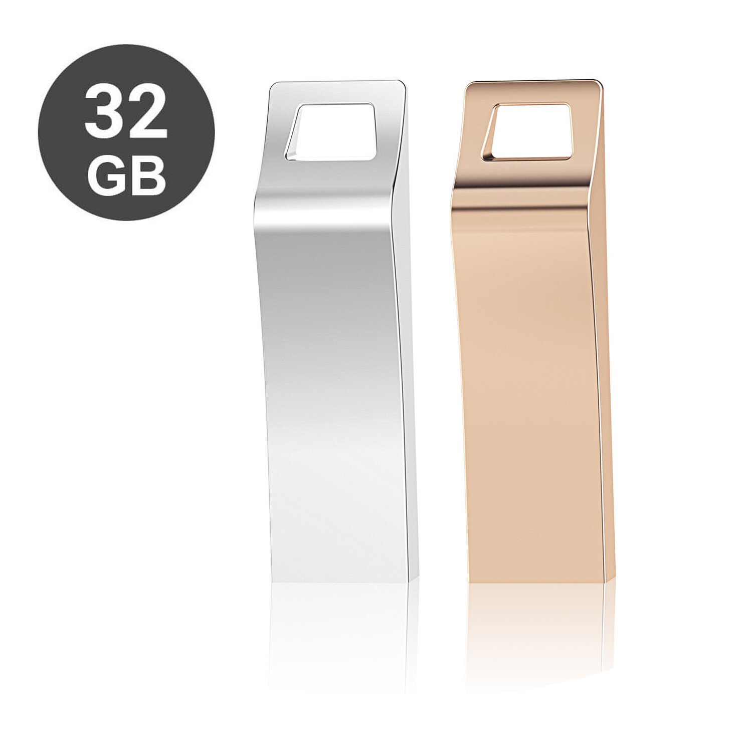Kootion USB 2.0 2Pcs 32GB Metal Waterproof Flash Drives Memory Stick Gold+Silver