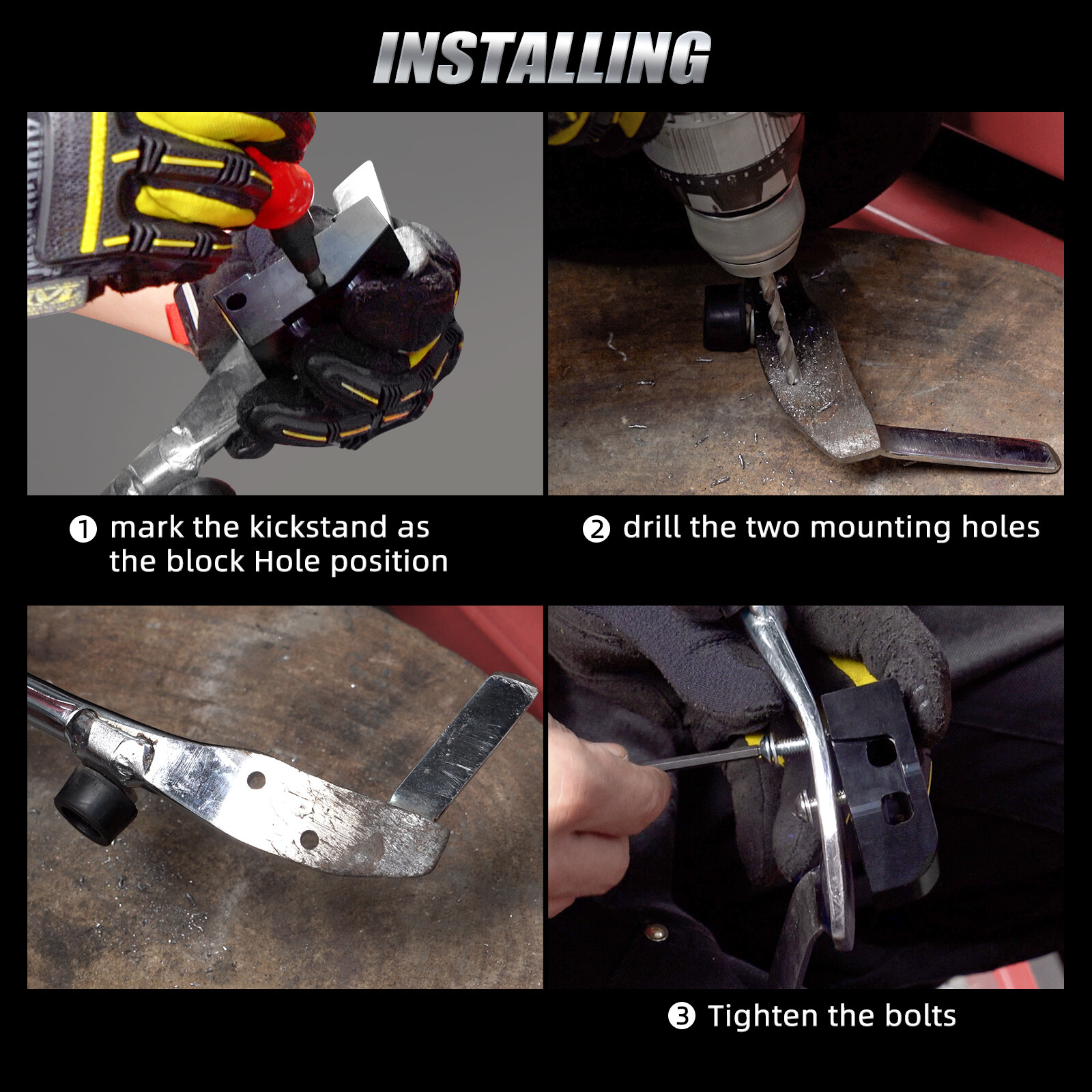 1" / 2" Kickstand Lift Block Riser Set For Harley Iron 1200 XL1200NS 2018-2019