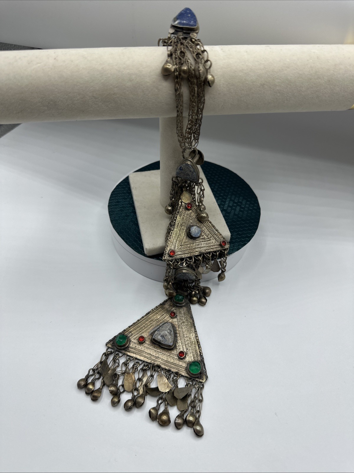 Vtg Tribal Kuchi MultiStones and Alpaca Hair Piece. Sonorous rattling.See pics.