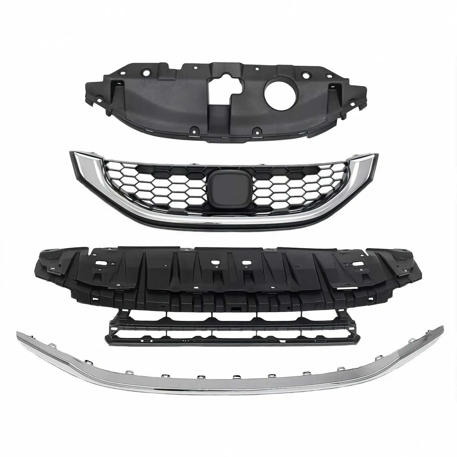 14PC Bumper Grille Fog Lights Bumper Bracket Kit Fit For Honda Civic 2013-2015