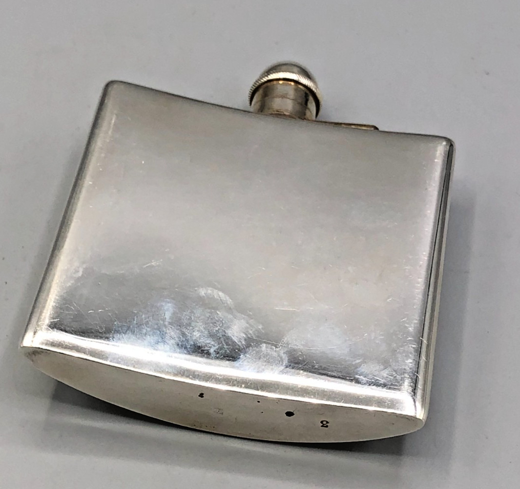 Beautiful antique Sterling Silver Flask 4 5/8" x 3", English hallmarks