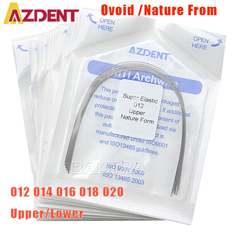 AZDENT Dental Orthodontic Super Elastic Niti Round Arch Wire Nature/Ovoid Form