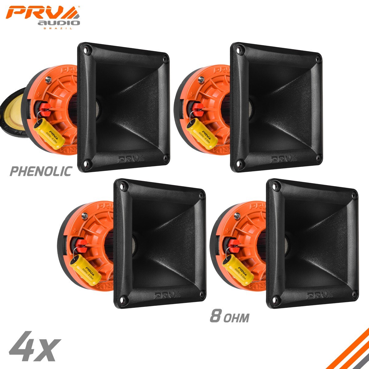 4x PRV Audio WG270Ph Compact Phenolic 2" VC Compression Driver + Horn 600 Watts