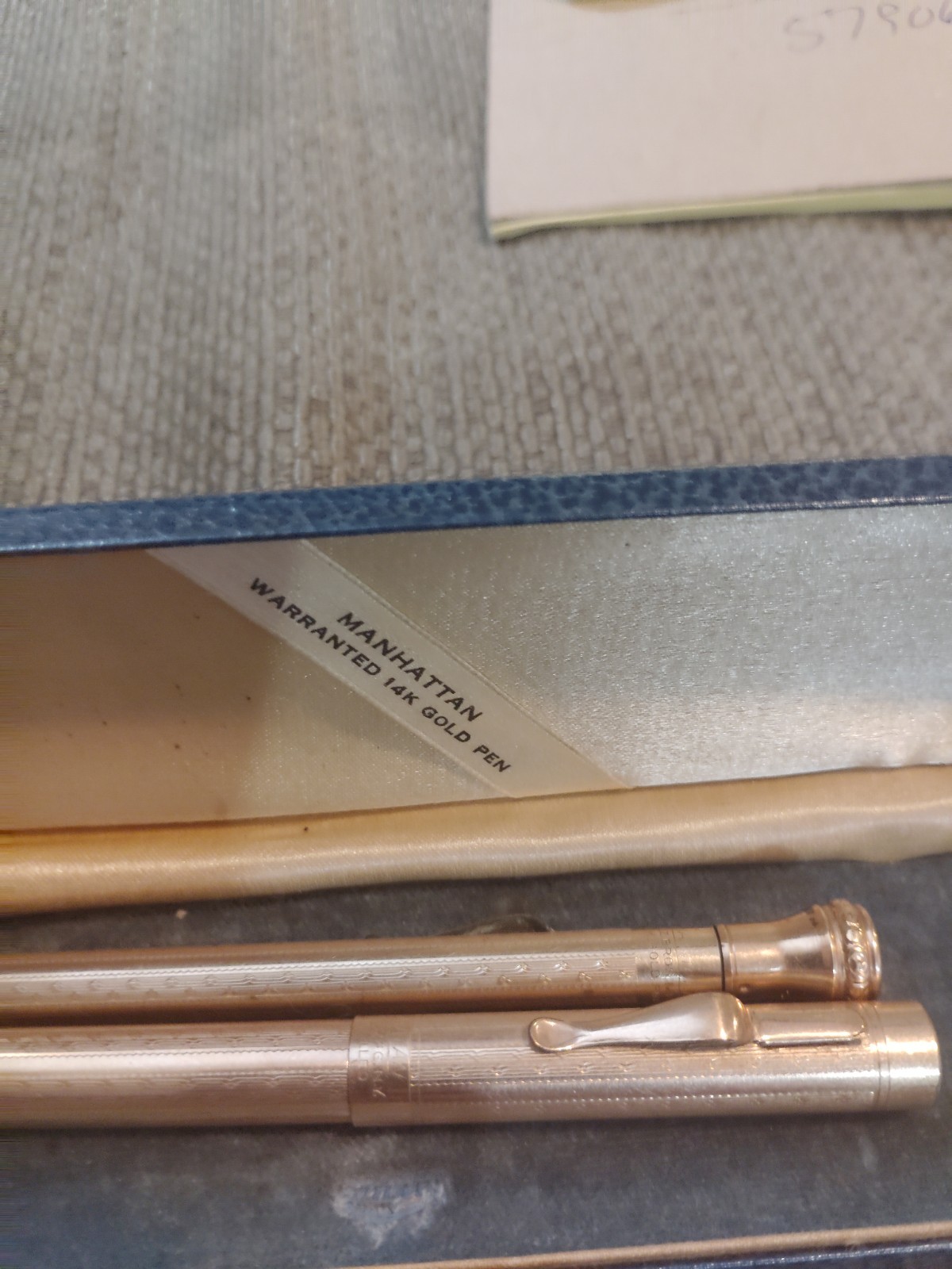 Manhattan Salz Bros Vintage 14k Gold Filled Pen Set