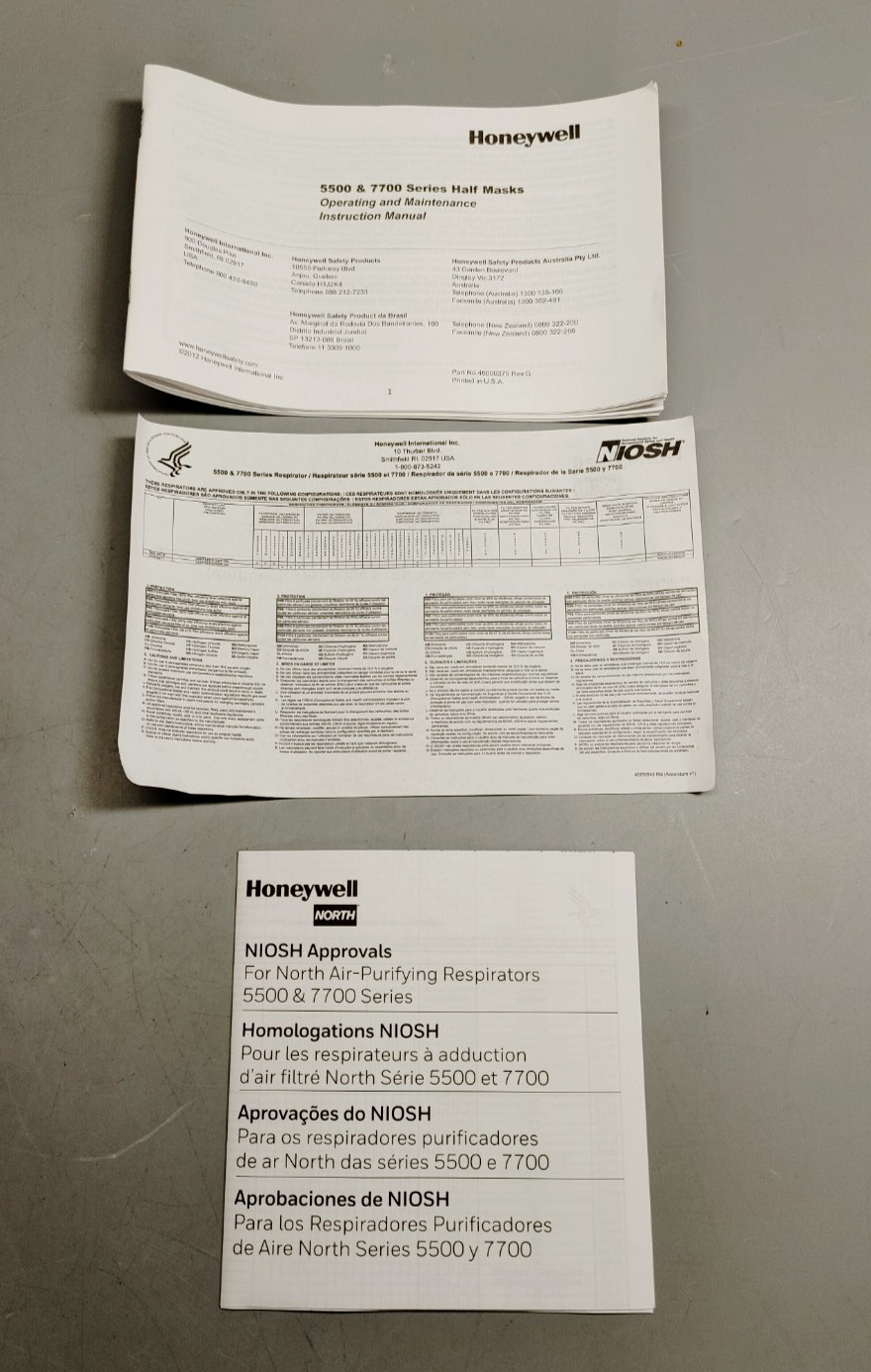 Lot of 2 - Honeywell 5500 & 7700 Series Large Half Mask Respirator 550030L