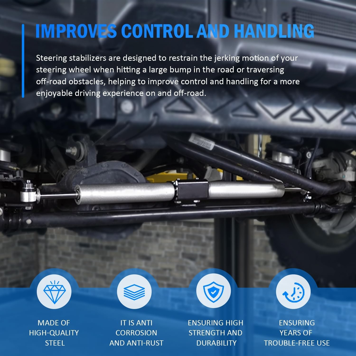 8734930 N3 Dual Steering Stabilizer for Jeep JK Wrangler 2007-2018