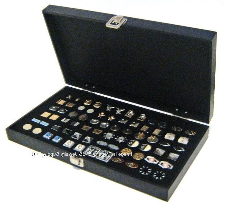 Grained Leatherette Wood Black Cufflinks Display Portable Storage Boxes Case