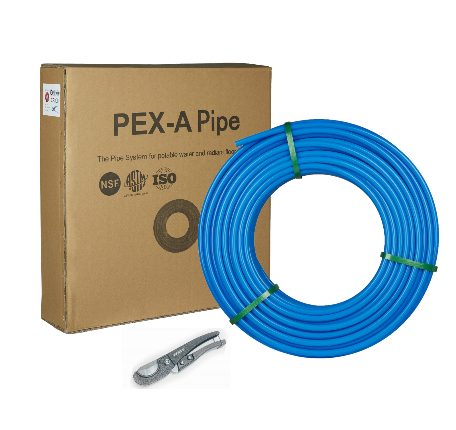 EFIELD 3/4" x 300ft Blue Pex-A Pipe/Tubing for Potable Water with Pipe Cutter